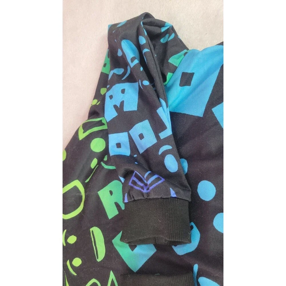 ​Roblox Hoodie Boys Size 15/16 Green Blue All Over Print Gamer Sweatshirt New